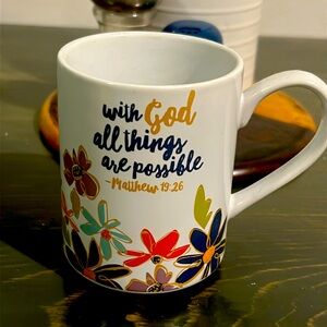 Clay Art. WITH GOD ALL THINGS ARE POSSIBLE Matthew 19:26 coffee cup/ mug